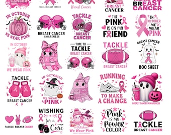 Breast Cancer PNG Bundle, 25+ Breast PNG Designs Bundle, Cancer Survivor Png, Breast Cancer Shirt, Cancer Awareness PNG Pink Ribbon Png
