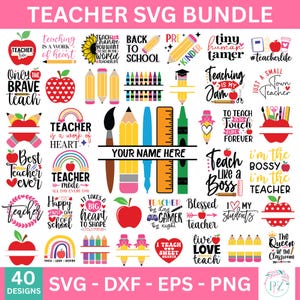 40 Teacher Svg Bundle, Teacher Life Svg, Teacher Quote Svg, Teacher elements Svg, Teacher Svg, Back to School Svg,Pencil Svg, School Svg,PNG