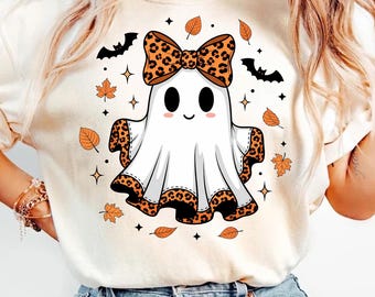 Coquette Leopard Ghost PNG, Preppy Ghost Boo PNG, Leopard Ghost PNG, Halloween Png, Fall Png, Trendy Png, Trendy Halloween Png, Pumpkin Png