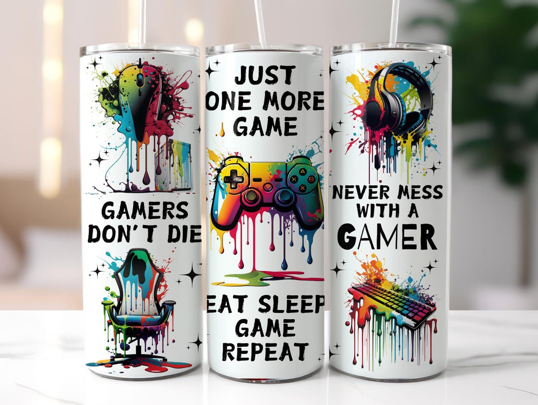 Watercolor Gamer Tumbler Wrap PNG | Gaming 20 Oz Skinny Sublimation ...