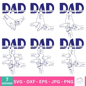 Father&#39;s Day Fist Bump Set bundle, Dad Fist Bump Svg, Father&#39;s Day Design, Baby Toddler Kid Dad Fist Bump, customized name SVG, Family SVG