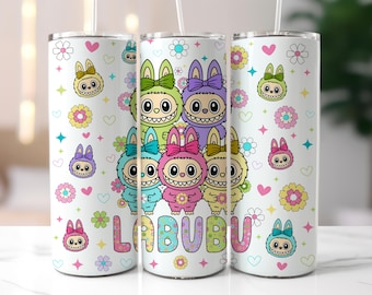 Funny Cartoon Character 20oz Skinny Tumbler wrap, Pink Cartoon Character Sublimation Design, Funny Cartoon Character Wrap, Digital Download