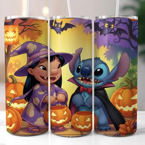 Stitch Lilo Halloween tumbler wrap, 20oz Skinny tumbler Sublimation design, Stitch Spooky Vibes, Cartoon Halloween Tumbler, Digital Download