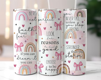 Positive Affirmation 20 oz Skinny Tumbler Sublimation png, Kokette Retro Positive Zitate Tumbler wickeln, nahtloses Design, digitaler Download