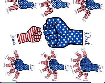 1-7 Fist Bump Father's Day PNG Bundle, 4th of July PNG, Baby Toddler Kid Png, Fist Bump Set Png, America Flag Png, Dad Hand Fist Bump Png