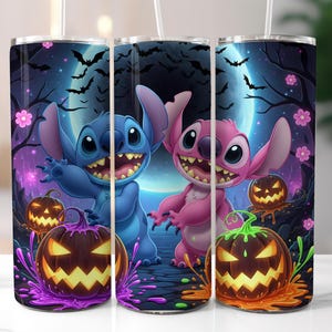 Stitch Lilo Halloween 20oz Skinny Tumbler Wrap, Cartoon Halloween Tumbler Png, Stitch Spooky Vibes Tumbler Wrap, digital Download png file