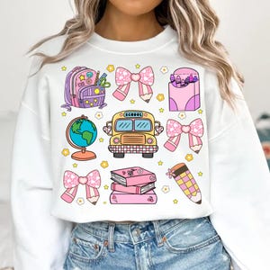 Back to School Coquette PNG,Retro Teacher png, School bus Png, Books png, Globe png, Flowers png,Girl school png,Pencil PNG,Digital Download