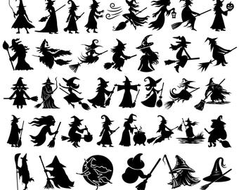 Witch Svg Bundle,  Halloween Witch Svg, Halloween Svg, Witch Clipart, Witch Silhouette,Flying Witch Svg,WITCH SVG,Witch Cut Files For Cricut