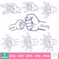 Father's Day Fist Bump Set Png, Dad Fist Bump Svg, Father's Day Design, Baby Toddler Kid Dad Fist Bump, customized name SVG, Family SVG