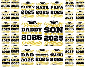 Stolze Familie von 2025 Graduate SVG Bundle, stolze graduierte Familie svg, Klasse von 2025 svg, Senior Familie Png, Graduierung svg, Instant Download
