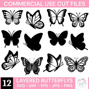 Butterfly SVG, Butterfly Bundle SVG Files, Layered Butterfly SVG, Butterfly Files for Cricut, Digital Cut File, Butterflies Svg, Silhouette