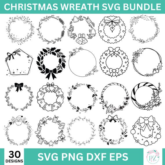 Christmas Wreaths SVG Bundle, Christmas Svg Bundle, Christmas Decoration, Holiday Wreaths Svg bundle, floral wreath svg, Cricut Silhouette