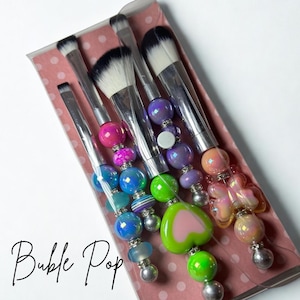 Beaded Makeup Brush Set, Makeup Brush Set, Unique Beaded Handle Brushes, Gift for Her, Handmade Glam Brushes, Makeup Lover Gift
