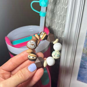 Cup Handle Charm | Beaded Cup Charm with Beads & Focal Bead | Tumbler Accessory | Beaded Coffee Handle Charm | Cup Bling