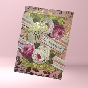 Com amor no seu cartão de aniversário - Cartão de feliz aniversário de papel feito à mão - Cartão de felicitações exclusivo e personalizado para ocasiões especiais