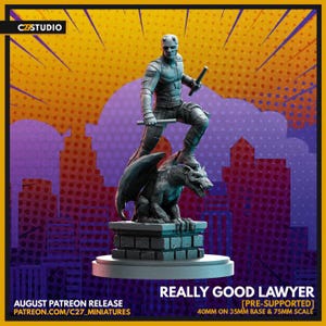 Daredevil / Matt Murdock / Really Good Lawyer 40 mm miniatyr (skulpterad av C27 Studios) (Crisis Protocol Proxy/Alternative)