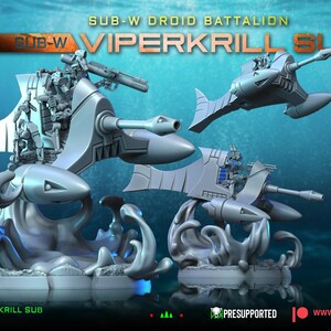 Submarino W Viper Krill (1 modelo) - Aqua Strike Force Alpha (Esculpido por War Bear Studios)