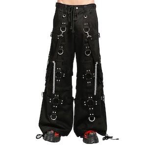 MixMies Men's Gothic Black Harness Dark Street Punk Rock Goth Pants