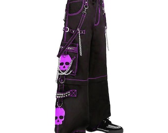 Men's Gothic Purple Super Skull Punk Rock Goth Pants Jean Punk