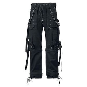 MixMies Men's Gothic Black Abaddon Cargo Trouser Alternative Punk Pants