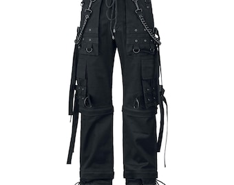 Pantalones cargo negros góticos Abaddon de MixMies para hombre, pantalones punk alternativos