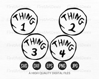 Thing 1 and Thing 2 Layered Svg Bundle, Thing 1 and Thing 2 Eps, Png, Dxf - Instant Digital Download