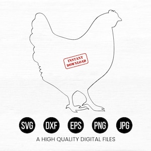 Chicken Outline SVG, Chicken Svg, Chicken Clipart, Chicken Svg Cut File, Chicken Svg File for Cricut, Chicken Png, Eps - Instant Download