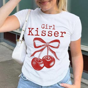 Girl Kisser Shirt, Lesbian Shirt LGBT Shirt, Cherry 90s