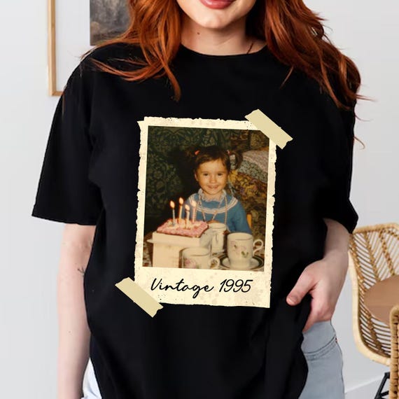 Custom picture shirt, Custom birthday gift, Custom Vintage Photo And Year Shirt, Vintage 1995 shirt