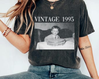 Gepersonaliseerd shirt voor 30e verjaardag, shirt vintage 1995, T-shirt vintage foto