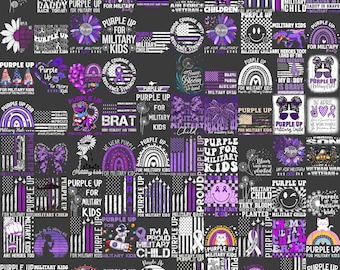 Bundel met militaire kinderontwerpen, paars omhoog militair kind, maand van het militaire kind png, militaire kinderen png, sublimatieontwerp