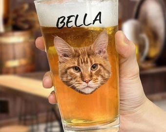 Vaso de cerveza personalizado con foto de rostro para amantes de las mascotas, regalo para amantes de las mascotas, cW03VdIa