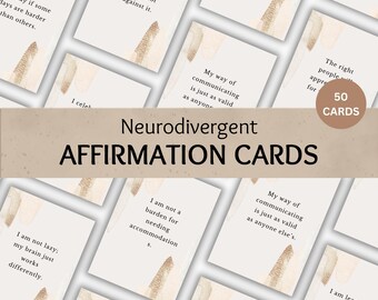 Neurodivergent Affirmation Cards - 50 ADHD & Autism Affirmation Flashcards for Self-Empowerment and Support