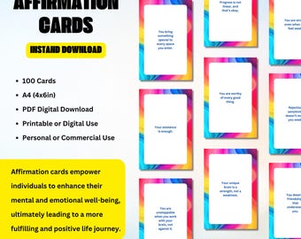 100 ADHD Affirmation Cards: Neurodivergent Empowerment (Digital Download)
