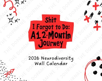 Calendario da parete ADHD 2026: umorismo neurodivergente e caos
