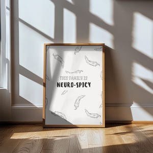 Póster Esta familia es neurospicante / Arte neurodivergente y decoración para el autismo, impresión inspiradora para el TDAH y la neurodiversidad