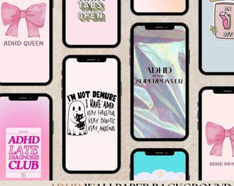 ADHD Affirmation Phone Wallpapers: 10 iOS & Android Designs (Digital Download)