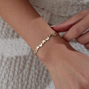 14K Solid Gold Hearts Bracelet, Gold Hearts Bracelet, Gift for Her, Bracelet, Bracelet Jewelry
