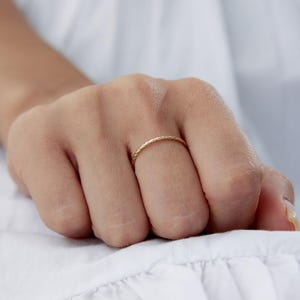 14K Solid Gold Mini Croissant Ring, Solid Gold Croissant Band Ring