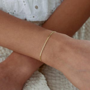 14K Solid Gold Gurmet Bracelet, Handmade Gold Bracelet, Gift for Her