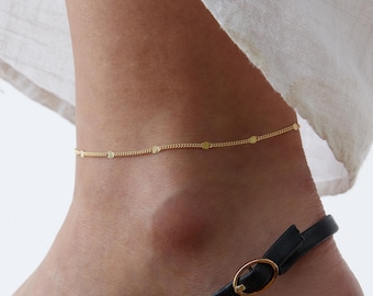 Elegant 14K Gold Anklet for a Stylish Summer Look, Gold Chain Anklet