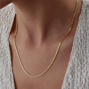 14K Solid Gold Gurmet Chain Necklace: Minimalist Handmade Jewelry