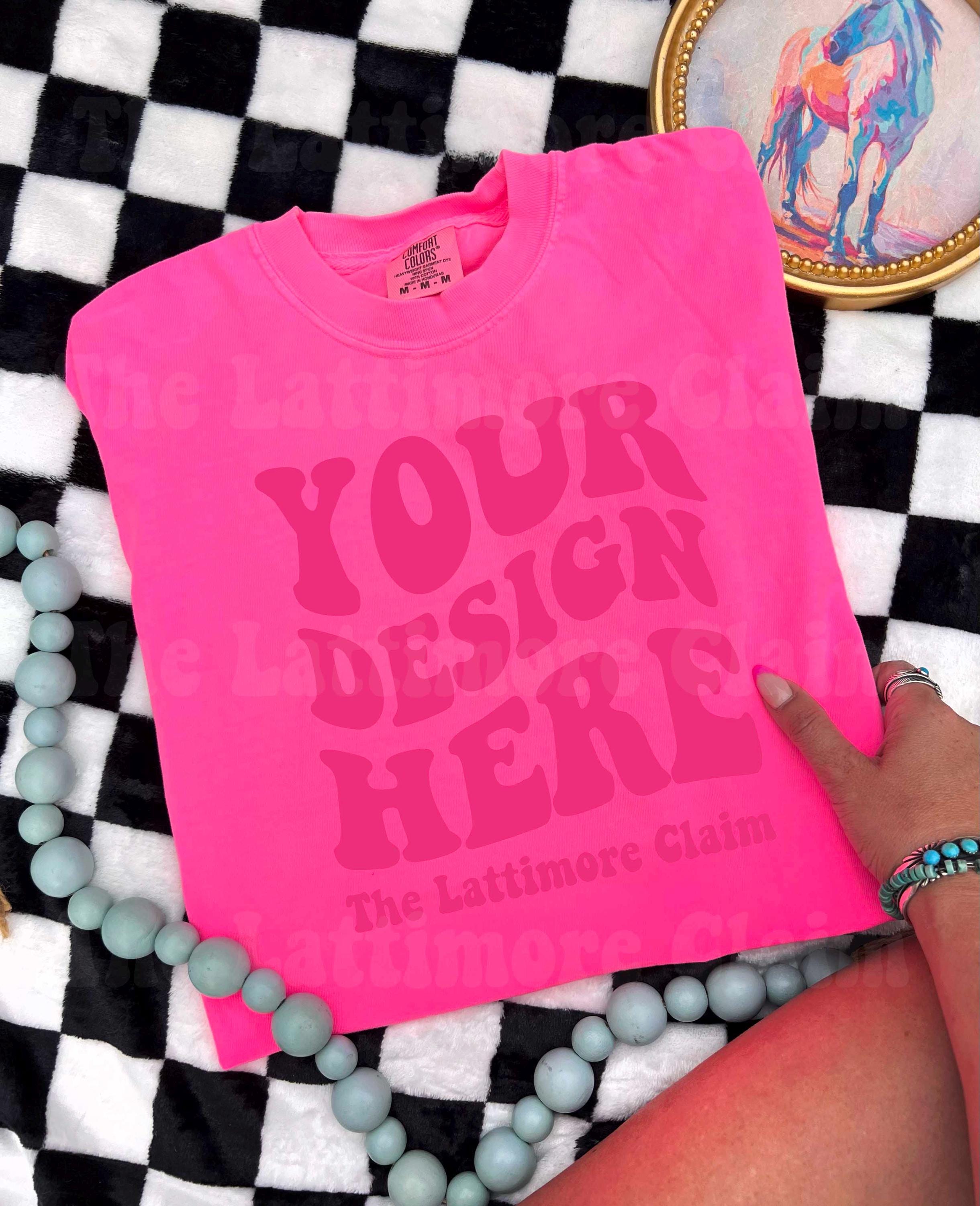 Comfort Colors 1717 Mockup | Comfort Colors 1717 Neon Pink Shirt Mockup | Digital Download Flatlay | Trendy Folded Shirt| Instant Download