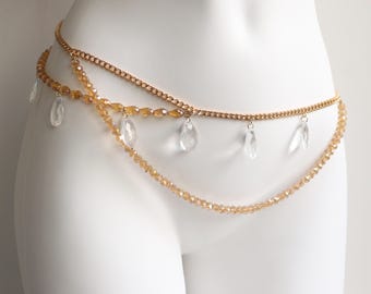 Guldfärgade pärlhalsband med BH | Kroppskedja, Sjöjungfru, Burlesk, Festivalsmycken