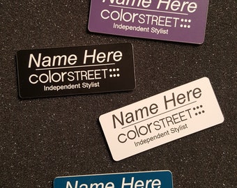 Color STREET Personalized Name Badge -- 5 Color Choices -- Magnetic Fastener -- Rounded Corners -- Made in the USA