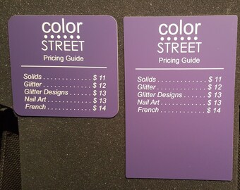 OLDER  Color STREET Pricing Guide - 2 sizes - 5 color choices -- 50% Discount -- Made in the USA