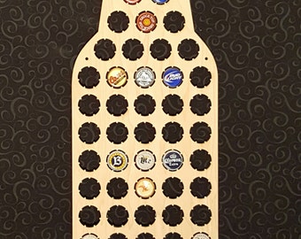 Beer Bottle Shaped Beer Cap Map -- Holds 60 Bottle Caps -- Perfect for your favorite beer lover -- Made in the USA