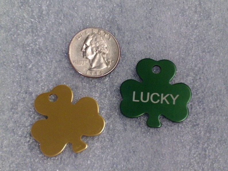 Laser Engraved Pet ID Tag Medium Shamrock shaped Made in the USA Personalized image 2