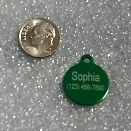 Laser Engraved Pet ID Tag Small Round .75 INCH Wtab Etsy