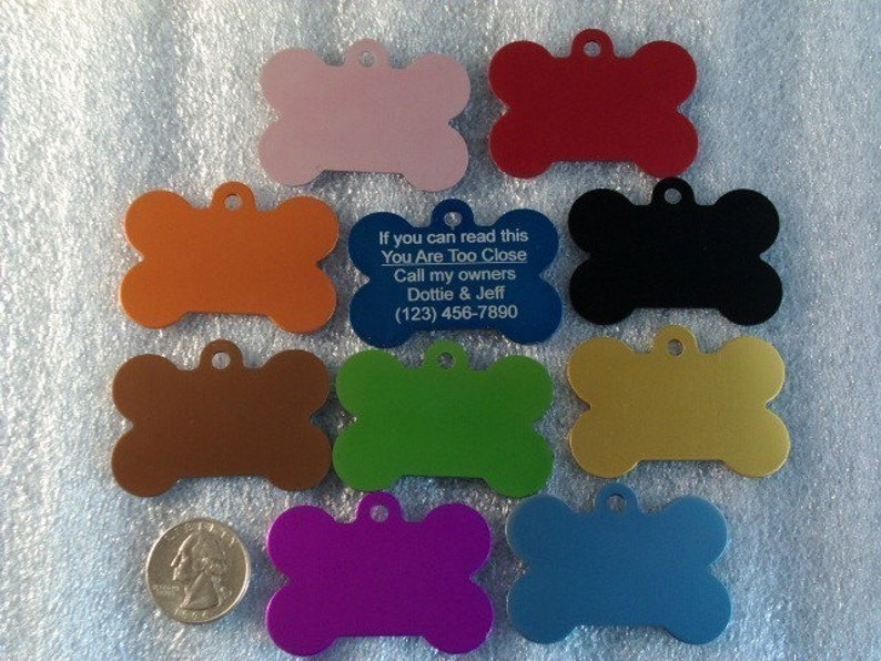 Laser Engraved Pet ID Tag Large Bone Shape 2sided Etsy